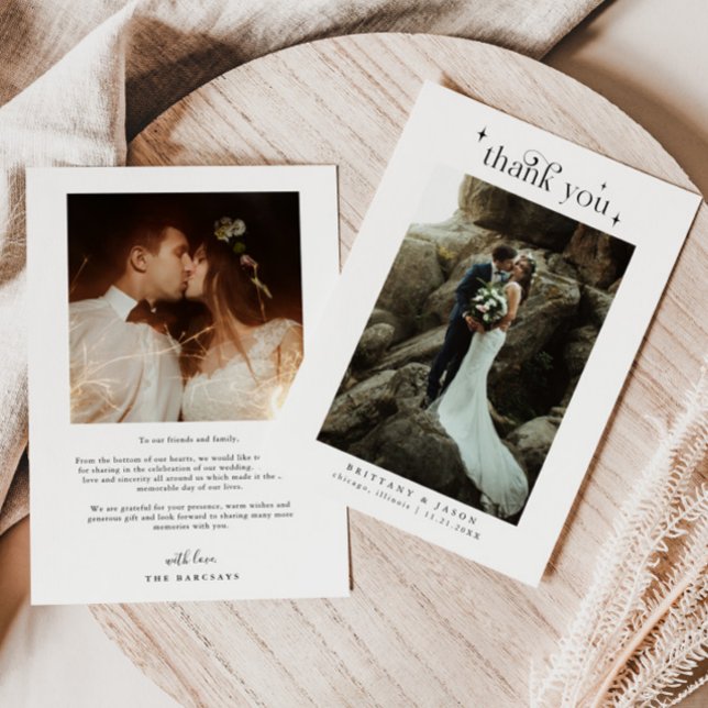 Simple Elegance Wedding Photo Thank You Card (Creator Uploaded)