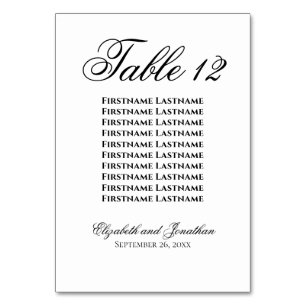 Simple Elegance Wedding Seating Chart Table Number