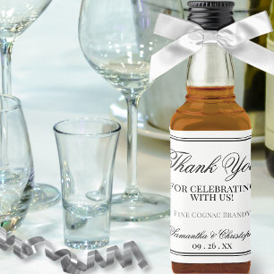 Simple Elegance Wedding Thank You Mini Liquor Bottle Label