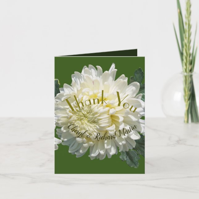 Simple Elegance White Bloom Chrysanthemum Wedding Thank You Card (Front)