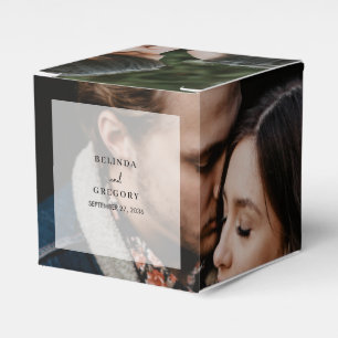 Simple Elegant 2 Photo Overlay Script Wedding Favour Box