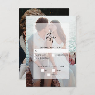Simple Elegant 2 Photo Overlay Script Wedding RSVP Card
