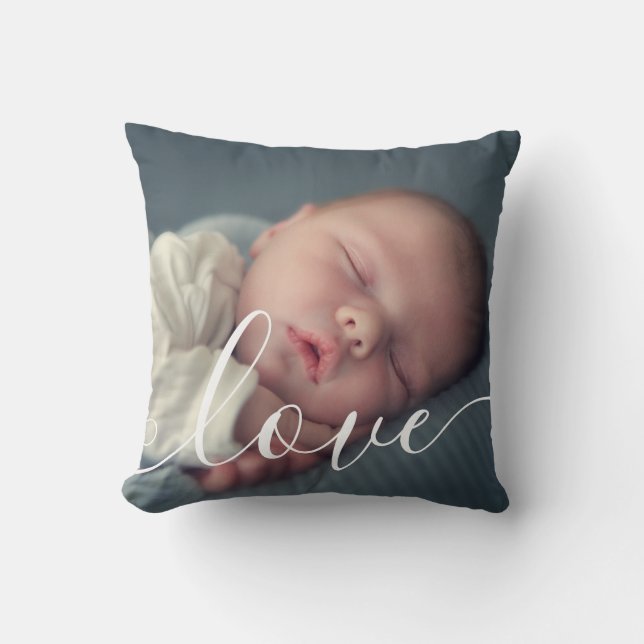 Simple Elegant 2 Photo Script Love Cushion (Front)