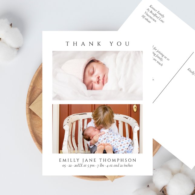 Simple Elegant 2 Photos Baby Shower Postcard (Creator Uploaded)