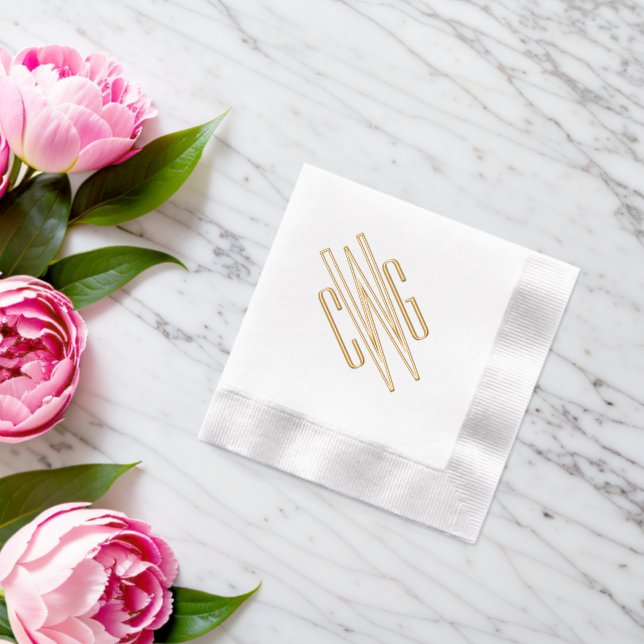 Simple Elegant 3 Initial Letter Monogram #4 Foil D Napkins (Insitu (Wedding))