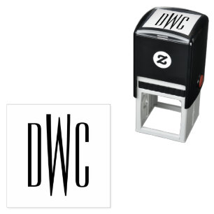 Simple Elegant 3 Initial Letter Monogram #8 Emboss Self-inking Stamp