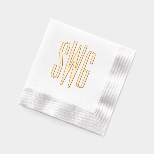 Simple Elegant 3 Initial Letter Monogram #8BSt3 Foil Napkins (Left)
