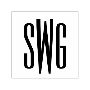 Simple Elegant 3 Initial Letter Monogram #8BSt3 Self-inking Stamp