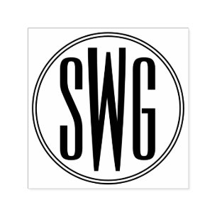 Simple Elegant 3 Initial Letter Monogram #8BStF Self-inking Stamp