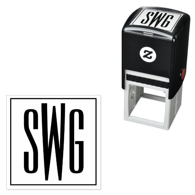 Simple Elegant 3 Initial Letter Monogram #8BStSQ Self-inking Stamp (In Situ)