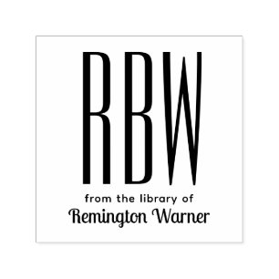 Simple Elegant 3 Initial Letter Monogram #8D Book Self-inking Stamp