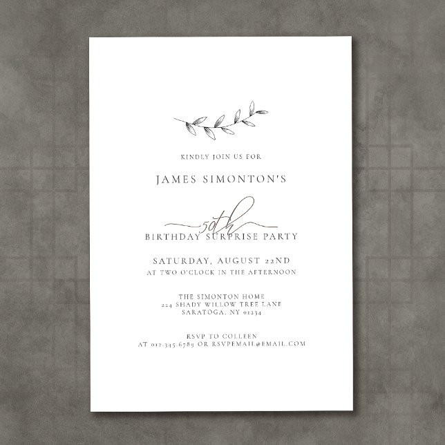 Simple Elegant 50th Birthday Surprise Party Invitation (Creator Uploaded)