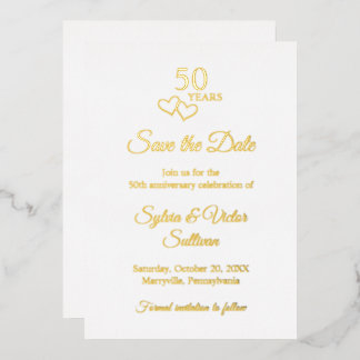Simple Elegant 50th Wedding Anniversary Gold Heart