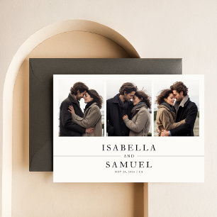 Simple Elegant 5 Photo Collage Wedding Invitation