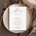 Simple Elegant 5x7" Wedding Dinner Menu Template<br><div class="desc">Set the tone for your wedding celebration with these timeless and elegant menu cards. These classic menus feature a beautiful calligraphy script and clean layout, making them the perfect addition to your wedding reception, rehearsal dinner, or bridal shower. Easily customise the text to reflect your menu offerings and add a...</div>