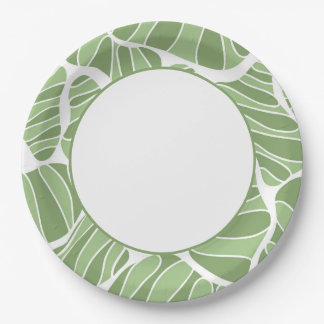Simple Elegant Abstract Green Shape Paper Plates