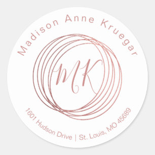 Simple & Elegant Abstract Rose Gold Circles Classic Round Sticker