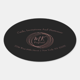 Simple & Elegant Abstract Rose Gold Circles Oval Sticker