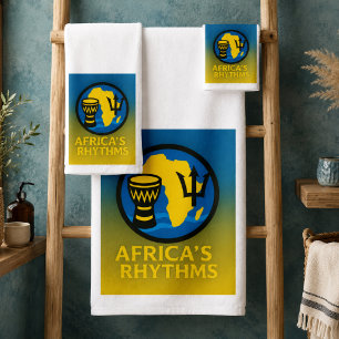 Simple Elegant African Tribal Drum Dance Towel Set