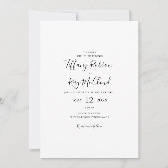 Simple Elegant All In One Wedding Invitation  (Front)