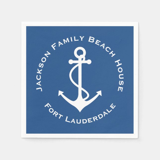 Simple Elegant Anchor Family Beach Party Napkin (Front)