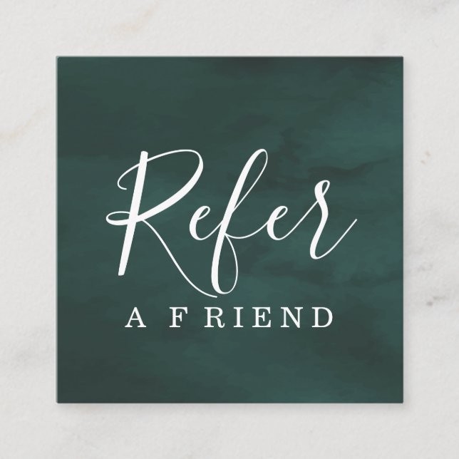 Simple Elegant Aqua Blue and White Referral Card (Front)