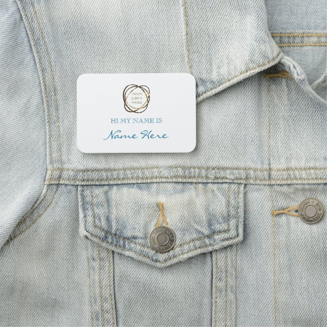 Simple Elegant Aqua Custom Business Logo   Name Tag (In Situ)