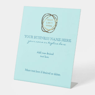 Simple Elegant Aqua Custom Business Logo Pedestal Sign