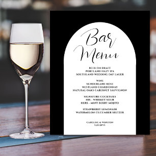 Simple Elegant Arch, Black, Wedding Bar Menu Drink Acrylic Sign