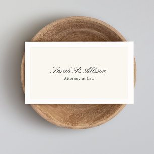 Simple Elegant Attorney Professional Cream Business Card