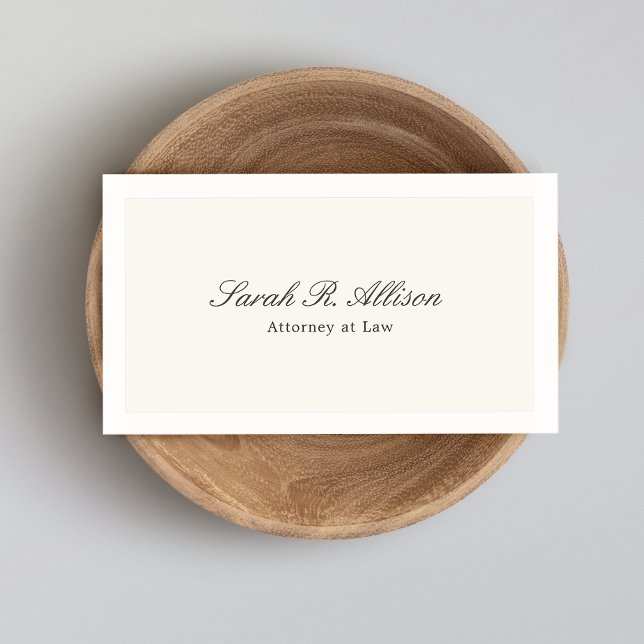 Simple Elegant Attorney Professional Cream Business Card (Creator Uploaded)