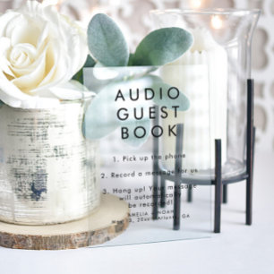 Simple Elegant Audio Guestbook Wedding Acrylic Sign