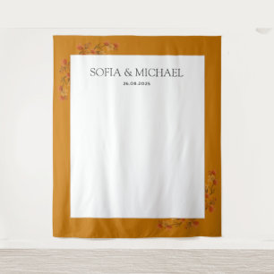 Simple Elegant Autumn Wedding Photo Booth Backdrop Tapestry