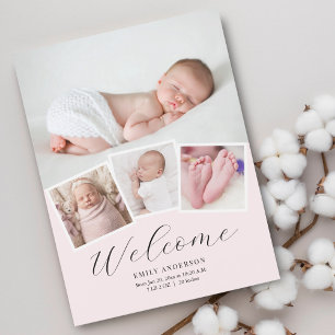 Simple Elegant Baby Girl Photo Birth Announcement
