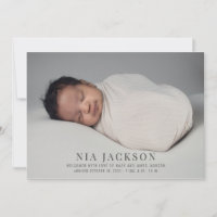 Simple Elegant Baby Photo Birth Announcement