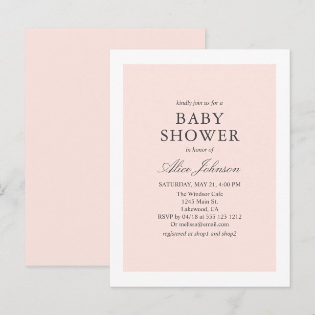Simple Elegant Baby Shower Invitation Postcard (Front/Back)