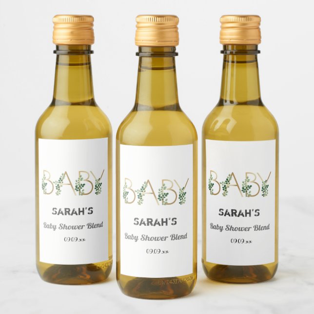 Simple Elegant Baby  Slogan Baby Shower Mini Wine Label (Bottles)