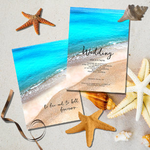Simple Elegant Beach Seaside Wedding Invitation