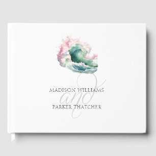Simple Elegant Beach Wedding Wave Guest Book