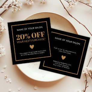Simple Elegant Beauty Salon Black Gold Coupon