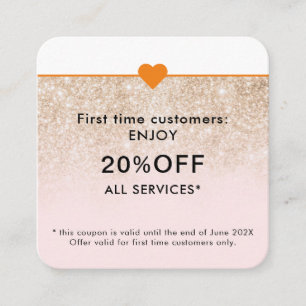 Simple Elegant Beauty Salon First Time Discount Card