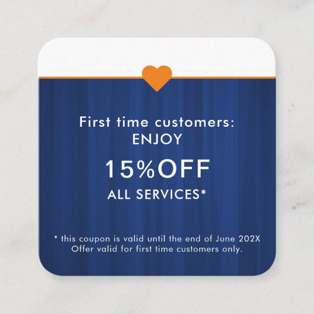 Simple Elegant Beauty Salon First Time Discount Card (Front)