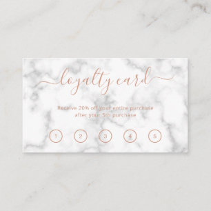 Simple Elegant Beauty Salon Rose Gold Marble Loyalty Card