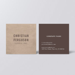 Simple Elegant Beige Brown Consultant Square Business Card