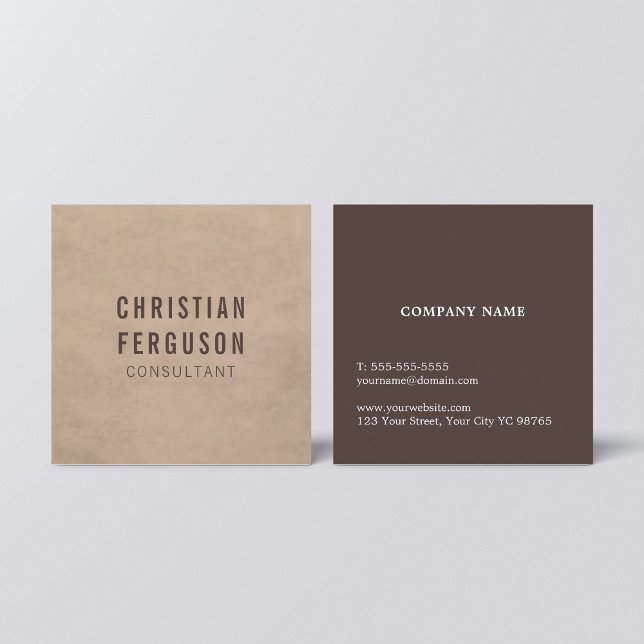 Simple Elegant Beige Brown Consultant Square Business Card (Creator Uploaded)