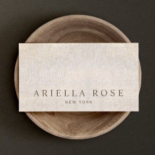 Simple Elegant Beige Champagne Linen Professional Business Card