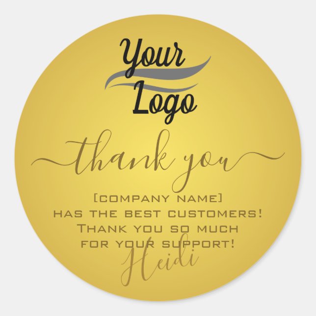 Simple Elegant Beige Gold Ombre Thank You Labels (Front)