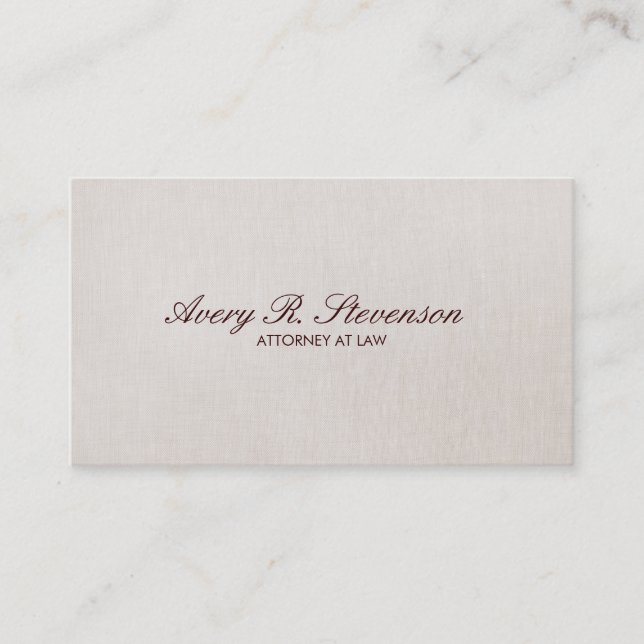 Simple Elegant Beige Linen Look Business Card (Front)