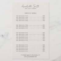 Simple Elegant Beige Minimalist Modern Price List