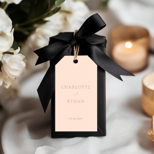 Simple, elegant, beige-peach-orange, wedding gift tags